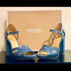 Michael Kors Block Heel Embossed Sandals